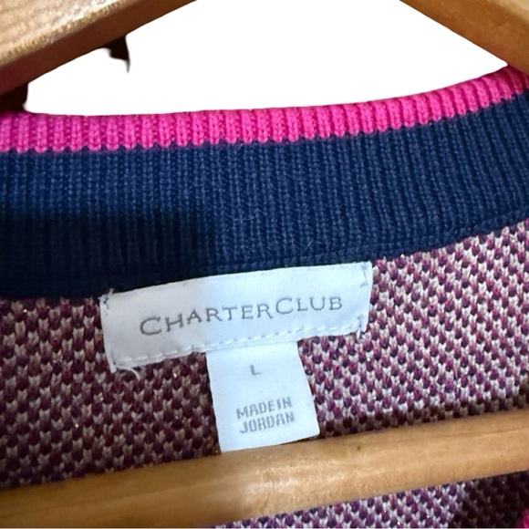 Navy Argyle Sweater with Pink Accents - Picture 5 of 7